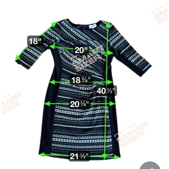 Joseph Ribkoff Dress Black & White Geometric Stripe Print 3/4 Sleeves Size 16 - Picture 5 of 5